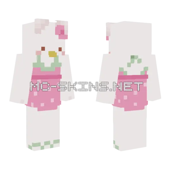 Hello Kitty Strawberry Dress Minecraft skin, front and back