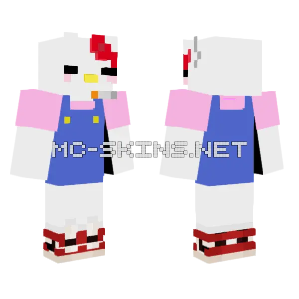 Hello Kitty With Cigarette Minecraft skin, front and back