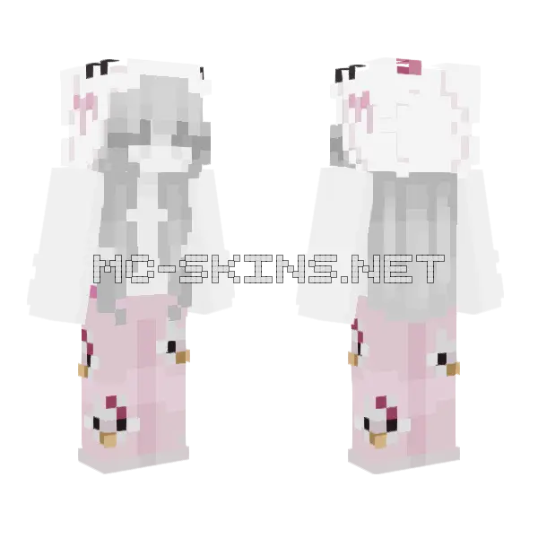 Hellokitty White Minecraft skin, front and back