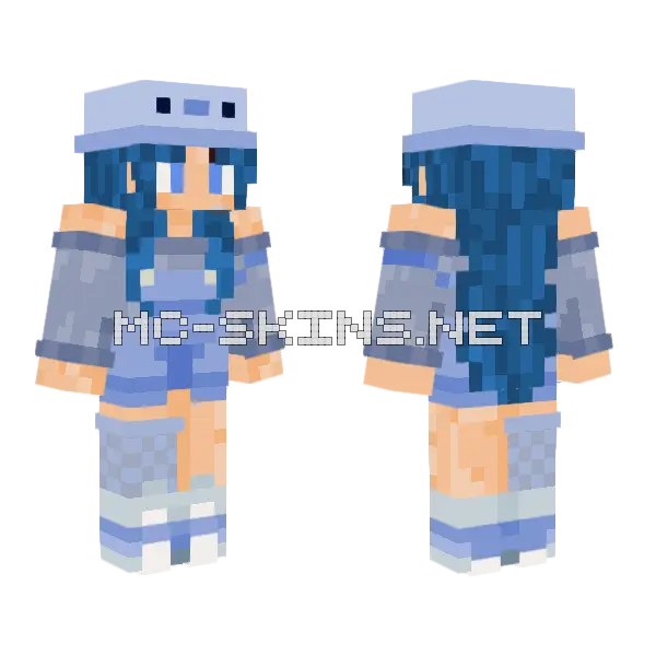 Heresky Blue Hair Girl Minecraft skin, front and back