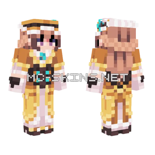 Hermosa Genshin Girl Minecraft skin, front and back