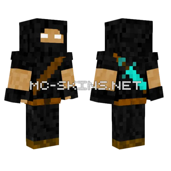 Herobrine Assassin Minecraft skin, front and back
