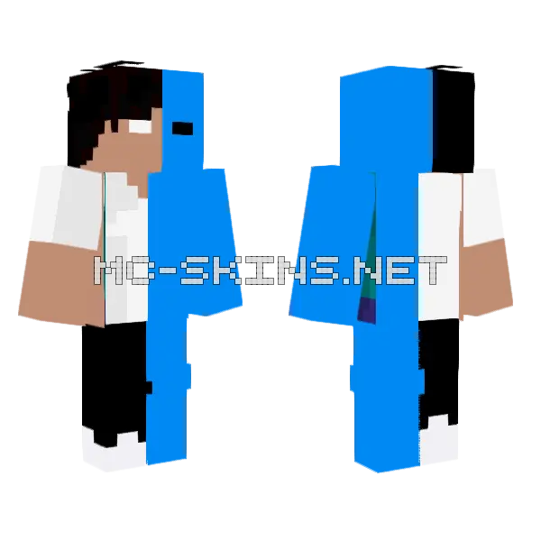 Herobrine Blue Minecraft skin, front and back