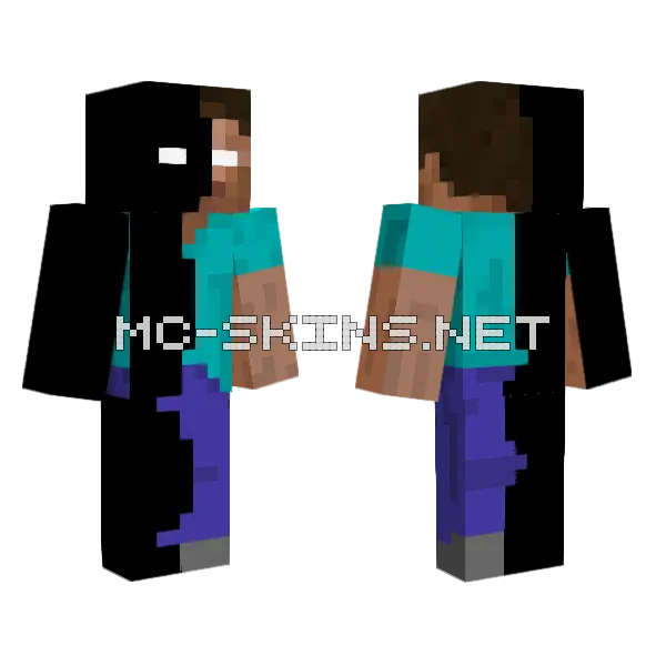 Herobrine Corrupted Minecraft skin, front and back