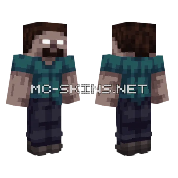 Herobrine Miner Haunt Minecraft skin, front and back