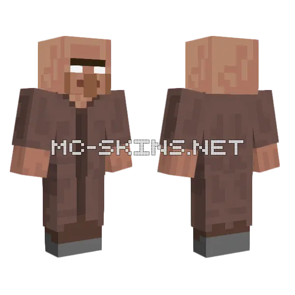 Herobroon Villager Minecraft skin, front and back