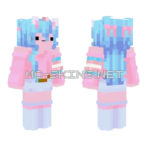 Hiivgyio Blue Hair Minecraft skin, front and back