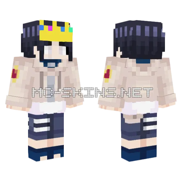 Hinata With Crown Minecraft skin, front and back