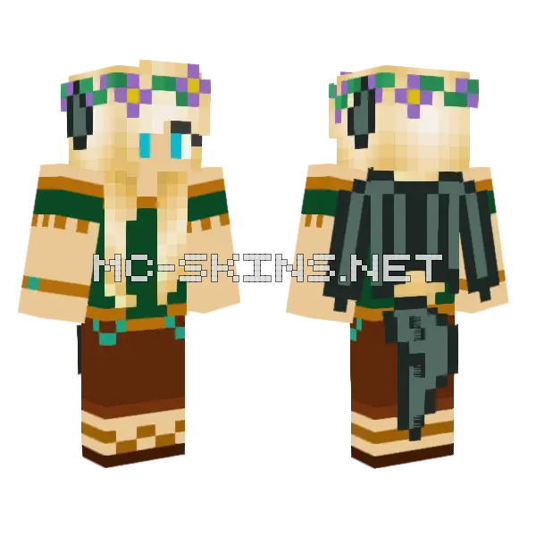 Hippie Dragon Girl Minecraft skin, front and back