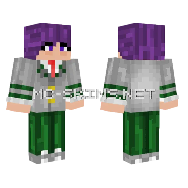 Hitoshi Shinso In UA Uniform Minecraft skin, front and back