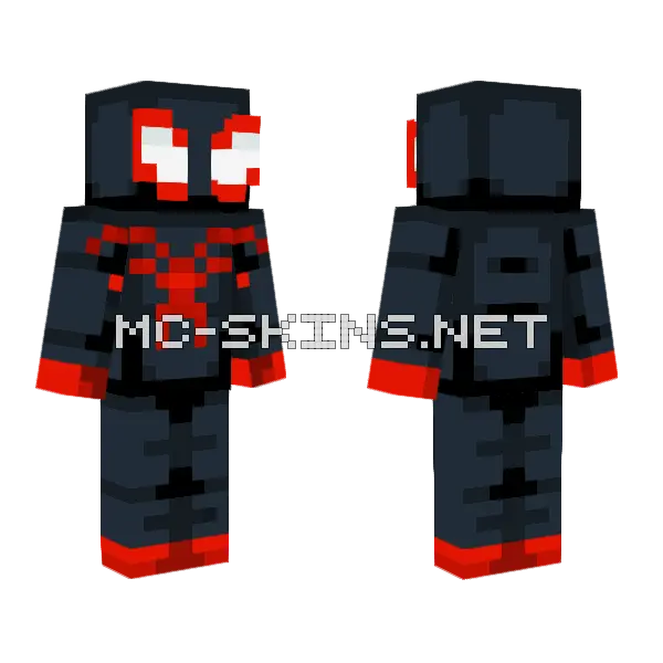 Hive Styled Miles Morales Minecraft skin, front and back