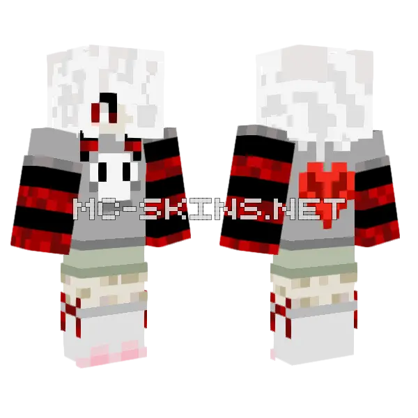 Hjjhjhjh Grey Heart Minecraft skin, front and back