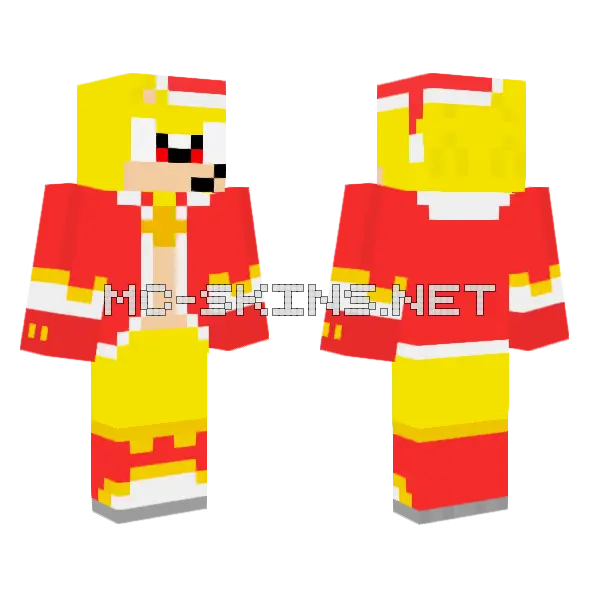 Holiday Cheer Super Sonic Minecraft skin, front and back