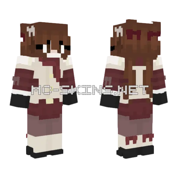 Holly Jolly Christmas Girl Minecraft skin, front and back