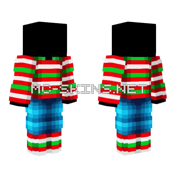 Holly Jolly Red White Green V2 Minecraft skin, front and back
