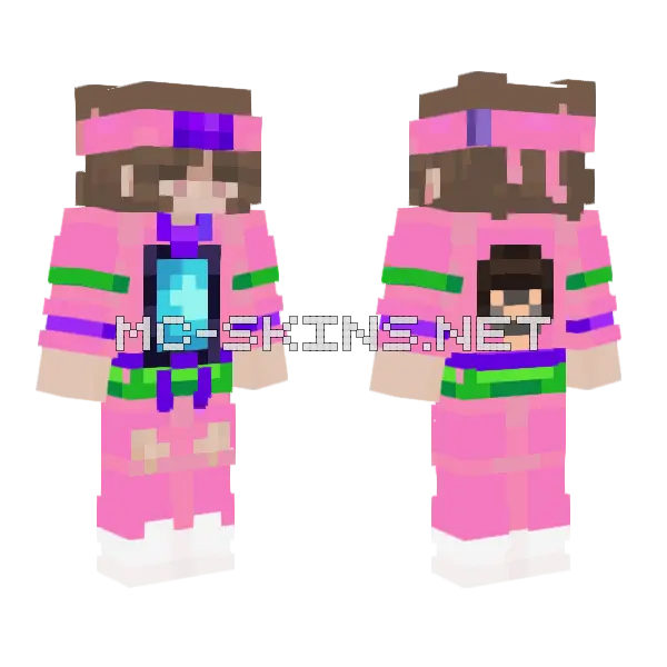 Home Pink Jumperwho Minecraft skin, front and back