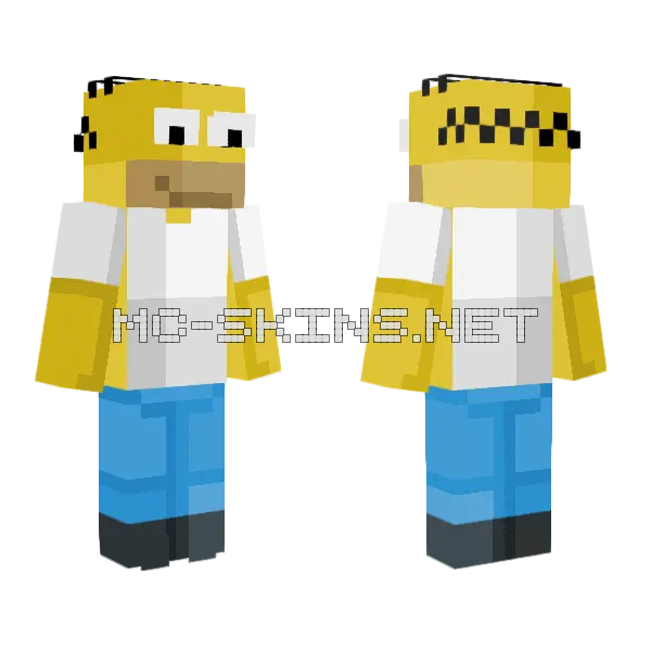 Homer Simpson Minecraft skin, front and back