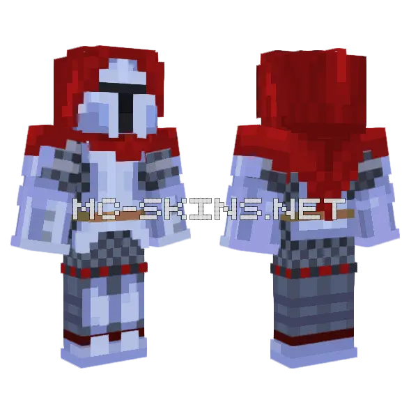 Hooded Knight Minecraft skin, front and back