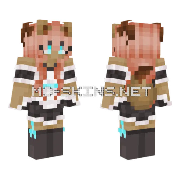 Horned Neko Girl Minecraft skin, front and back