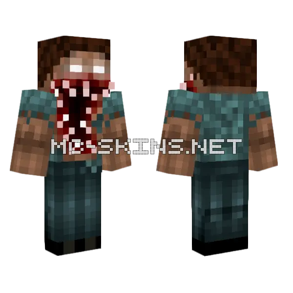 Horror Herobrine Minecraft skin, front and back