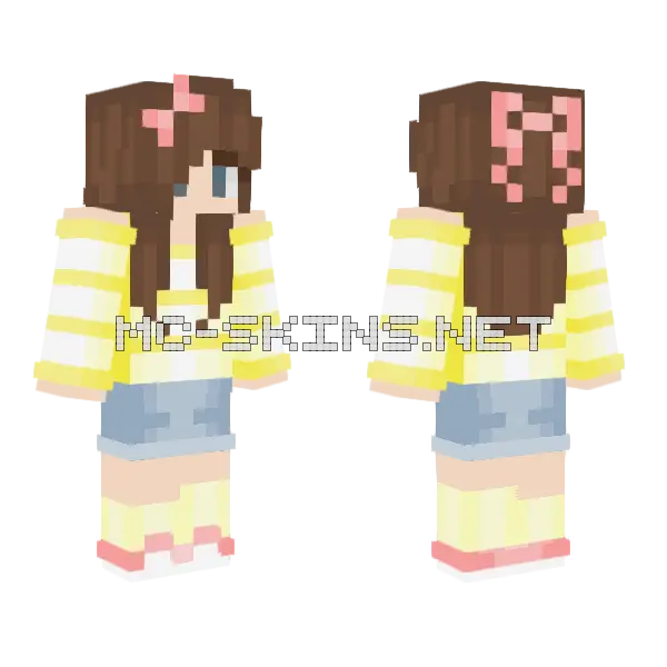 Hot Cocoa Spring Outfit Minecraft skin, front and back