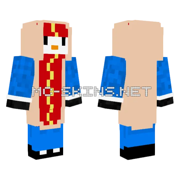 Hot Dog Penguin Minecraft skin, front and back