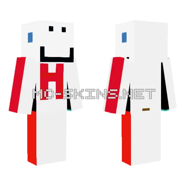 Hubter White and Red Outfit Minecraft skin, front and back