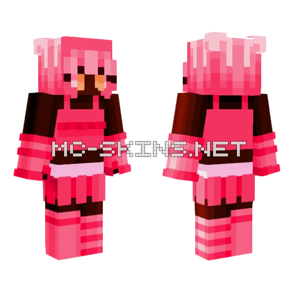 Hueshifted Pink Girl Minecraft skin, front and back