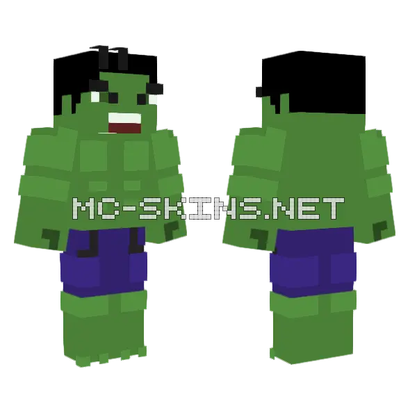 Hulk Minecraft skin, front and back