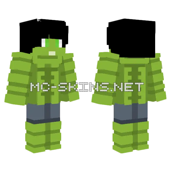 Hulk Minecraft skin, front and back