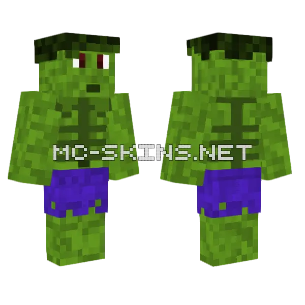 Hulk Minecraft skin, front and back