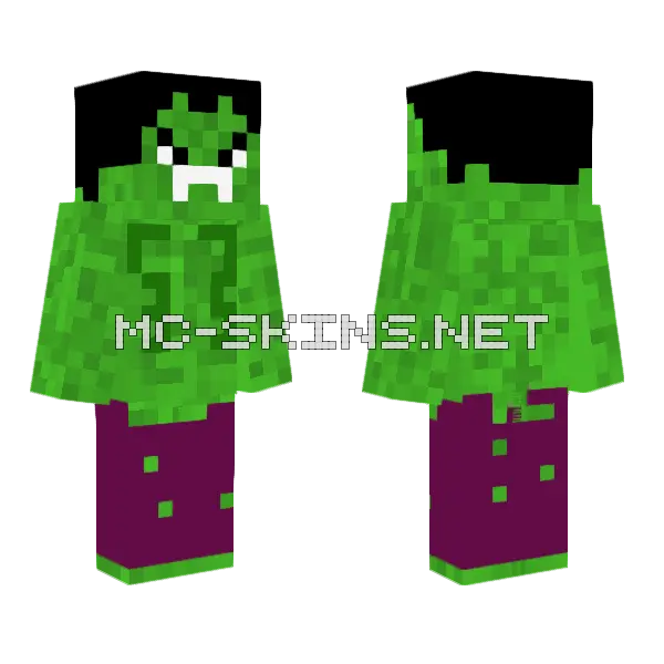 Hulk Minecraft skin, front and back
