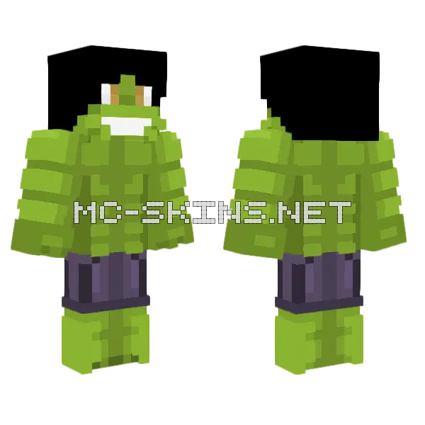 Hulk Minecraft skin, front and back