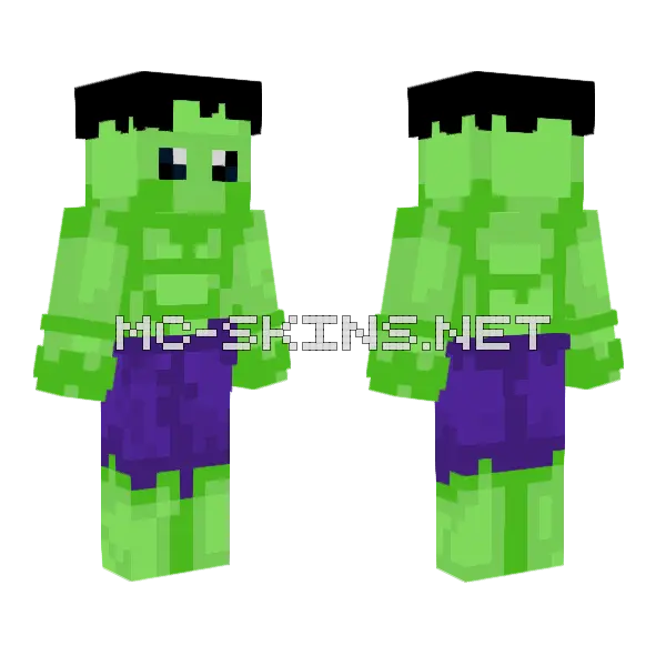 Hulk Minecraft skin, front and back