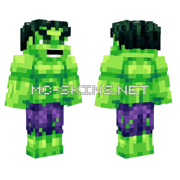Hulk Minecraft skin, front and back