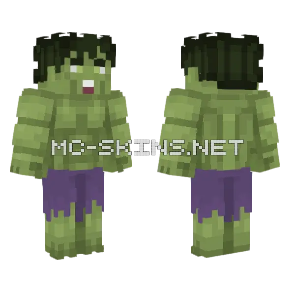 Hulk Smash Minecraft skin, front and back