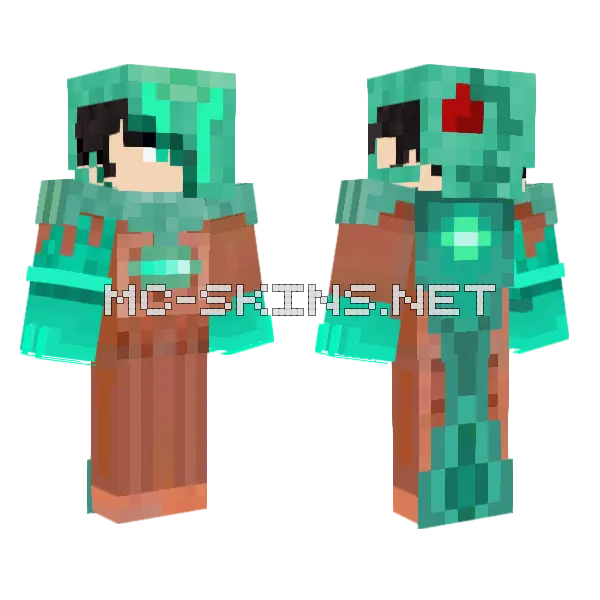 Human Jazzin w Lord Oxidium Helmet Minecraft skin, front and back
