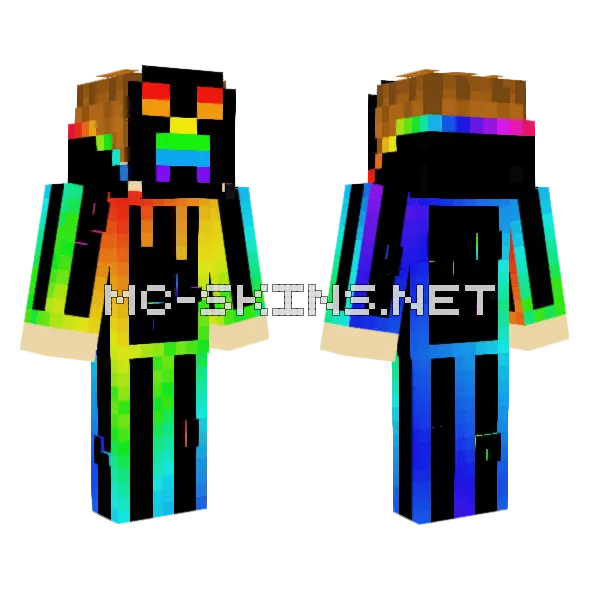 Human RGB Creeper Minecraft skin, front and back
