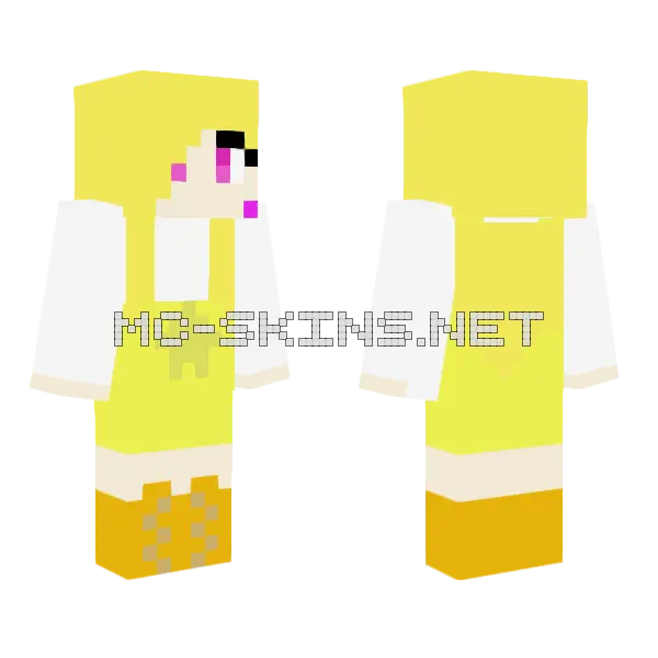 Human Rockstar Chica Minecraft skin, front and back