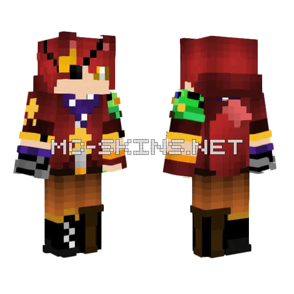 Human Rockstar Foxy Minecraft skin, front and back