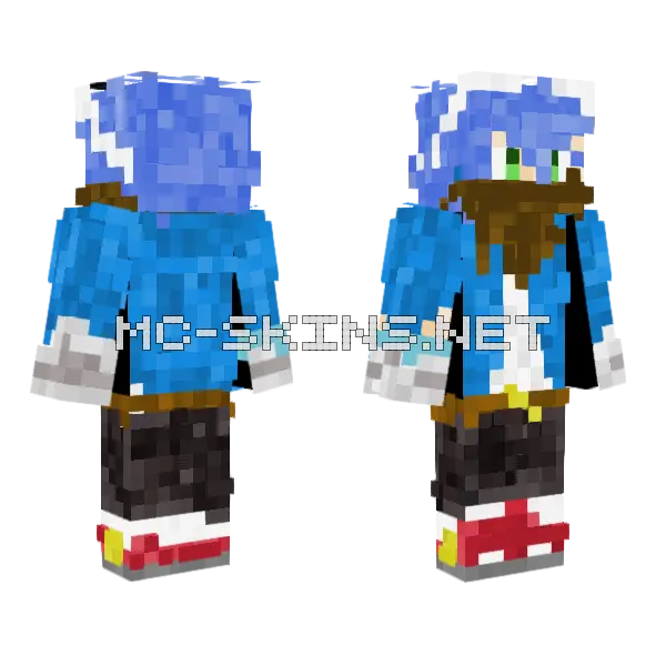 Human Sonic 2 Minecraft skin, front and back