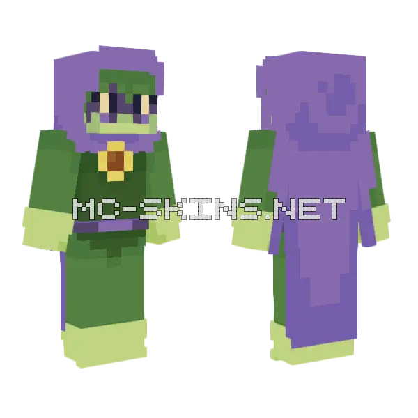 Humanized Green Shadow PVZH Minecraft skin, front and back