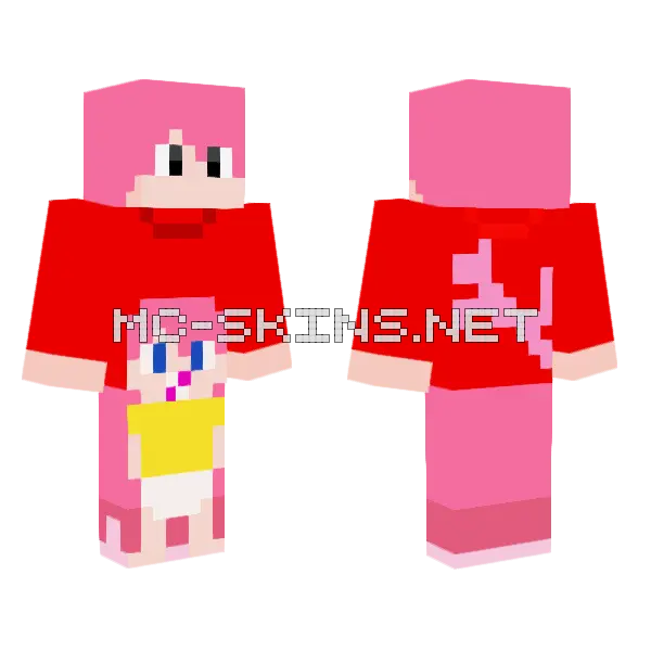 Humanized Pinky Jr And Panky Minecraft skin, front and back