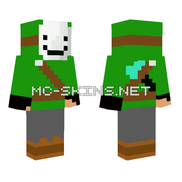 Hunter Dream With Diamond Axe Minecraft skin, front and back