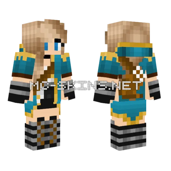 Huntress Minecraft skin, front and back
