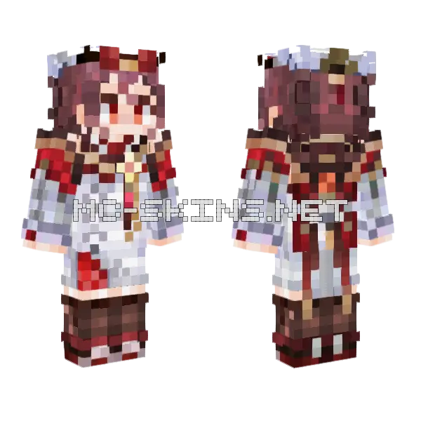 Hutao Color Accurate Cherries Snow Minecraft skin, front and back