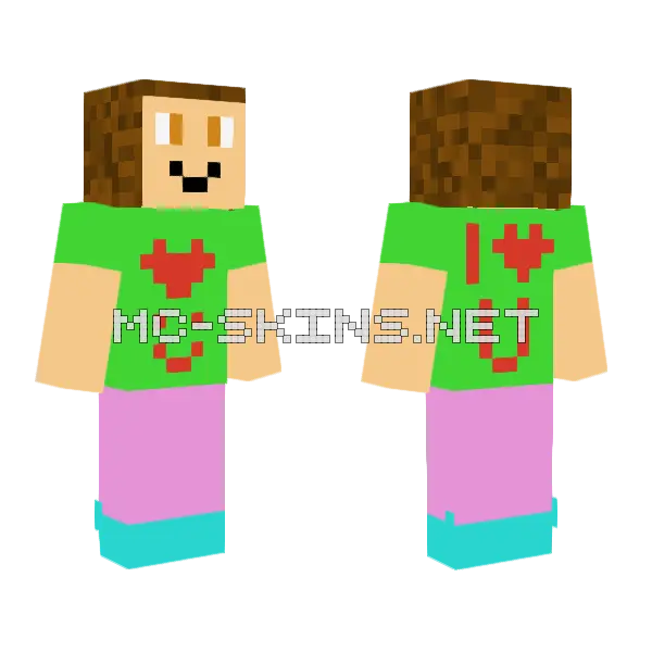 I Love U Girl Minecraft skin, front and back
