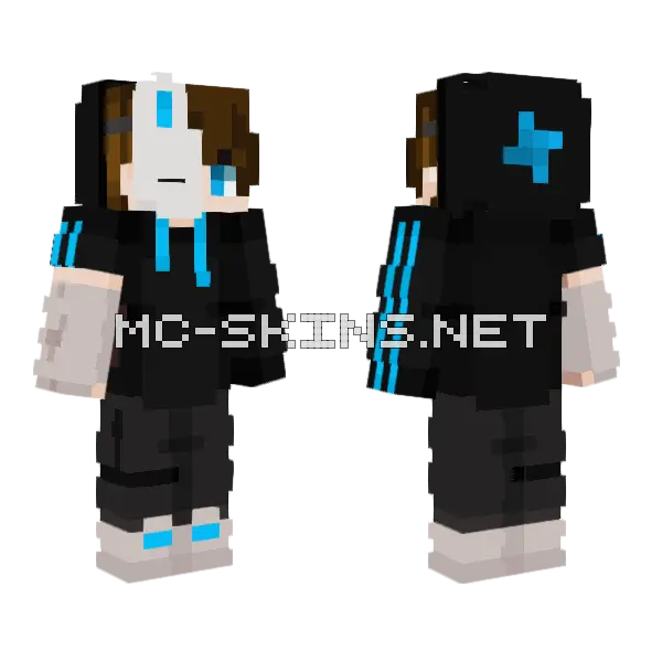 I M Blue Of Light Minecraft skin, front and back