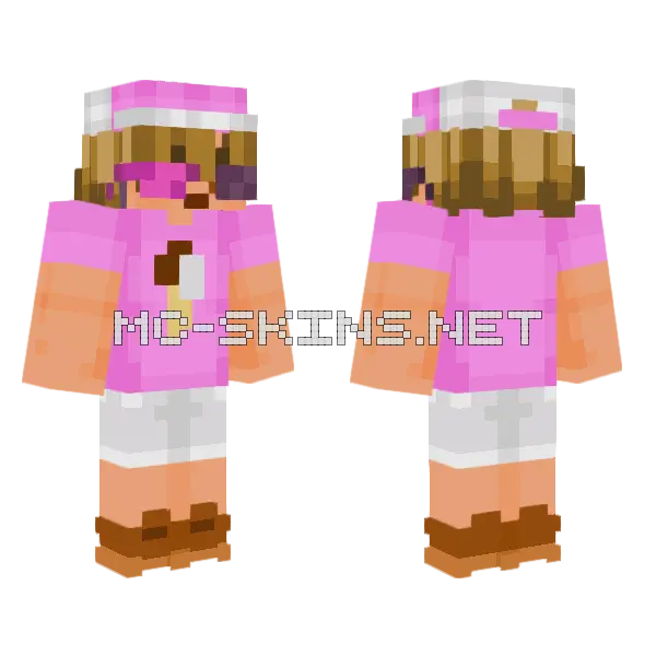 Ice Cream Copper Girl Minecraft skin, front and back