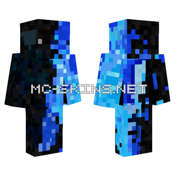 Ice Dark Axolotl Minecraft skin, front and back
